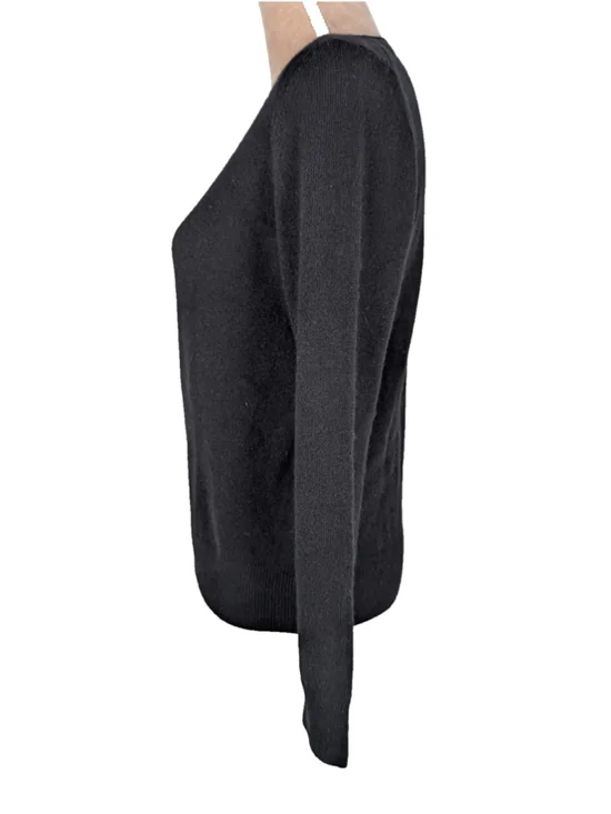 NWT Quince Mongolian Cashmere Crewneck Sweater Size Small Black Classic Preppy - Picture 3 of 10